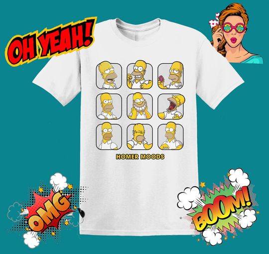 The Simpsons Homer Moods Funny Men Women Unisex T shirt