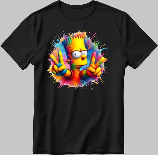 Bart Simpsons Colorful Art Short Sleeve Men's / Women's T Shirt
