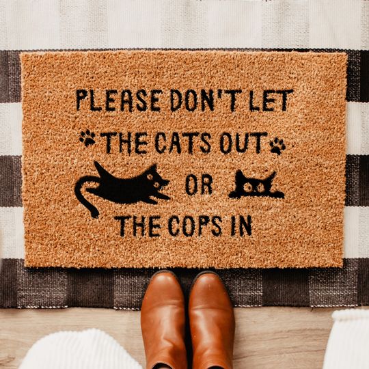 Funny Halloween Cat Doormat, Autumn Welcome Mat, Halloween Home Decor, Halloween Decorations, Fall Door Mat, Housewarming Gift