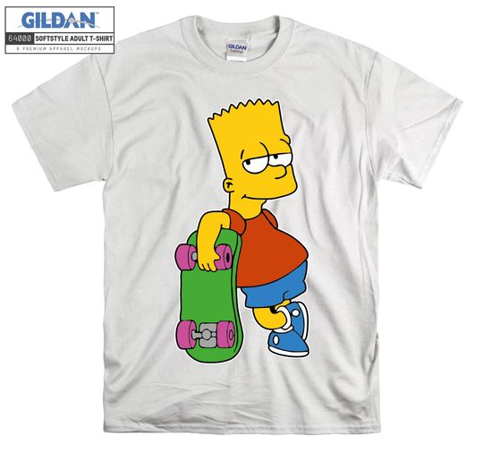 The Simpsons Bart Simpson Skateboard T shirt Art Cartoon T-shirt