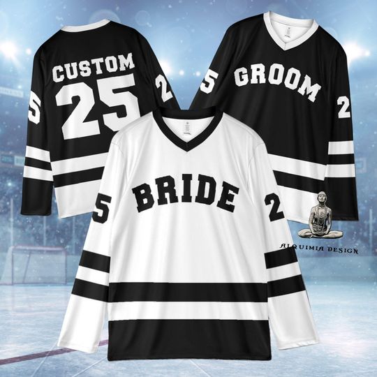 Bride and Groom Hockey Jersey Matching Bride Groom Shirts Hockey Wedding Mr and Mrs Matching Jerseys Couples Jersey
