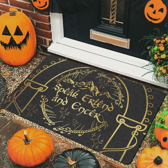 Speak Friend and Enter Doormat  Fantasy Inspired Welcome Mat  LOTR Front Porch Decor for Nerdy Homes