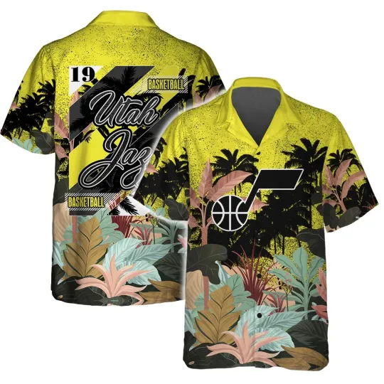 Utah Basketball Team Jazzs Hawaiian Button Down Shirt