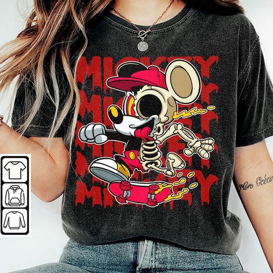 Mickey Skeleton Halloween Shirt, Disney Characters Halloween Shirt, Halloween Party Tee, Disney Halloween Party Shirt