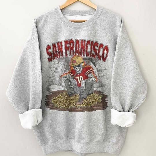 San Francisco 49er Football Skull Vintage Shirt, 90s Style Sweatshirt, Game Day Crewneck, 49er Fan Gift, Vintage Football Shirt, Fall Outfit