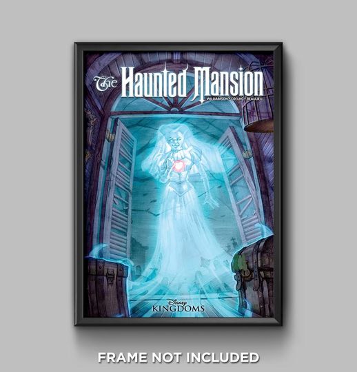 Haunted Mansion Bride Print Poster Disney Kingdoms Cover Disneyland Disney World Wall Art Decor Grim Grinning Hitchhiking Ghost Host 3295