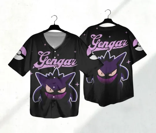 Gengar Baseball Jersey Shirt Gengar Ghost Shirt Japanese Anime Jersey Gifts