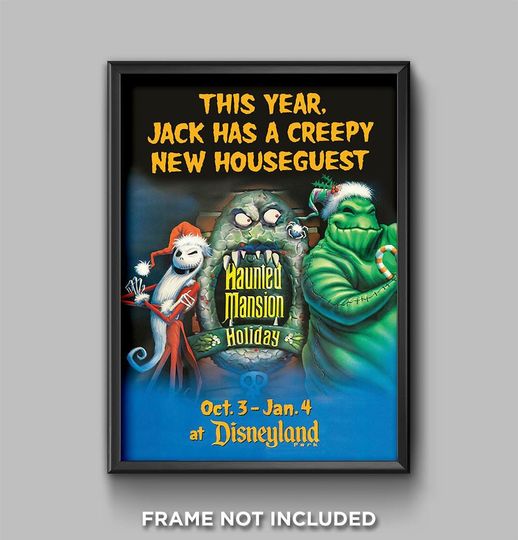 Haunted Mansion Holiday Poster Print Nightmare Before Christmas Wreath Sign Jack Skellington Oogie Boogie Disneyland Wall Art Decor 3663