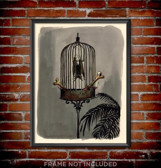 Haunted Mansion Bat Concept Art Print Poster Disneyland Disney World Wall Decor Painting Drawing Sketch Cage Grim Grinning Ghost Host 3999