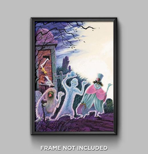 Discover Haunted Mansion Record LP Hitchhiking Ghosts Scene Poster Print Disneyland Disney World Wall Art Decor Grim Grinning Phineas Ezra Gus 3486