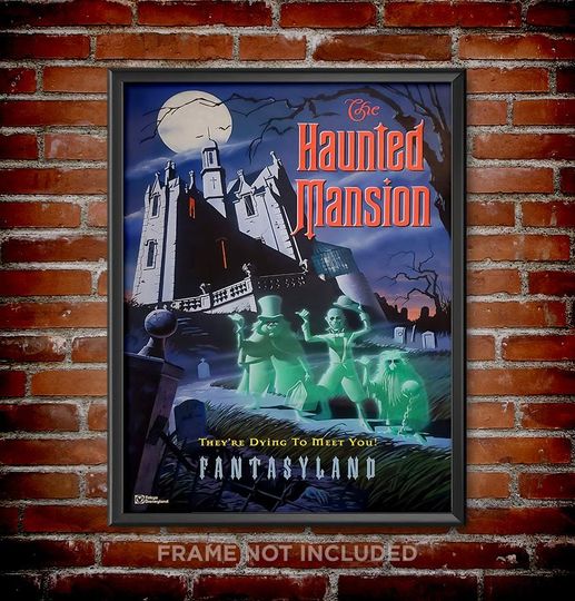 Tokyo Disneyland Haunted Mansion Sign Print Poster Disney World Magic Kingdom Wall Art Decor Hitchhiking Ghosts Gus Ezra Phineas - 3456