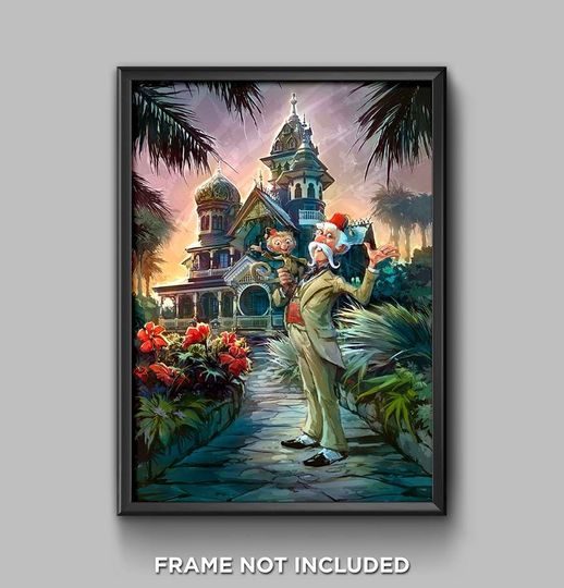 Hong Kong Disneyland Mystic Manor Poster - Haunted Mansion Albert Society of Explorers Adventurers SEA Lord Henry Mystic Wall Art Decor 3286