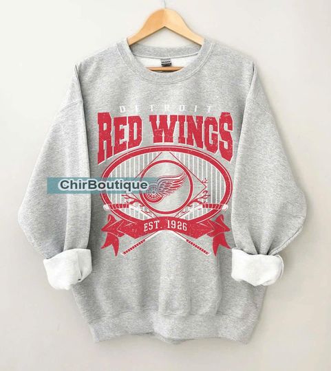 Vintage 90s Detroit Red Wings Shirt, Retro Hockey Crewneck, Classic Detroit Sweatshirt, Christmas Gift for Hockey Fans