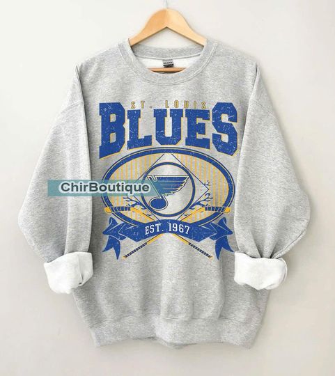 St. Louis Blues Vintage 90s Sweatshirt, Crewneck, Shirt, Jersey Hockey Retro Gift For Christmas