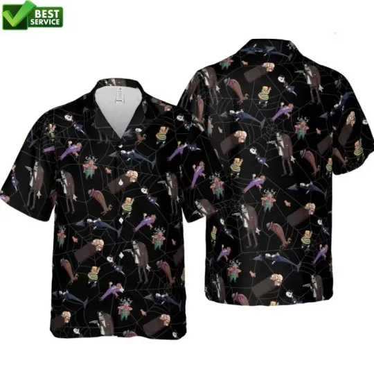 Groovie Addams Family Cartoon Characters Hawaiian Shirt Men