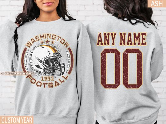 Personalized Washington Football Sweatshirt, Washington football crewneck, Washington football shirt, Custom Football Player, football Tee