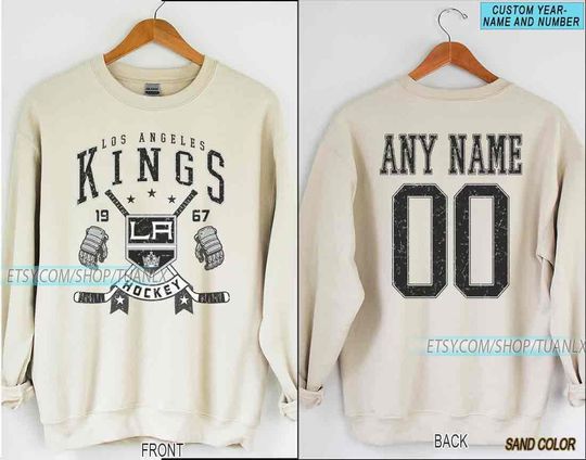 Personalized Los Angeles Hockey Sweatshirt, Los Angeles Kings crewneck, Los Angeles Hockey shirt, Custom Hockey Shirt, Hockey Number Shirt