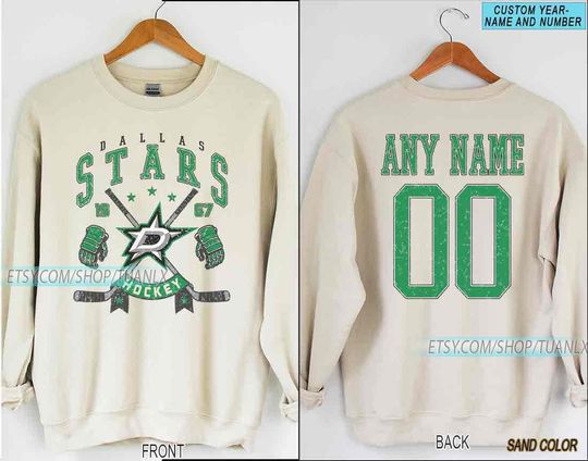 Personalized Dallas Hockey Sweatshirt, Dallas Stars crewneck, Dallas Hockey shirt, Custom Hockey Shirt, Hockey Number Shirt