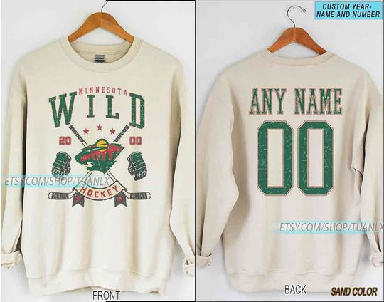 Personalized Minnesota Hockey Sweatshirt, Minnesota Wild crewneck, Minnesota Hockey shirt, Custom Hockey Shirt, Hockey Number Shirt