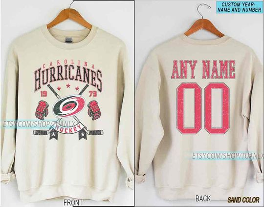Personalized Carolina Hockey Sweatshirt, Carolina Hurricanes crewneck, Carolina Hockey shirt, Custom Hockey Shirt, Hockey Number Shirt