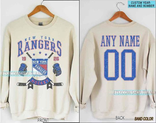 Personalized New York Hockey Sweatshirt, New York Rangers crewneck, New York Hockey shirt, Custom Hockey Shirt, Hockey Number Shirt