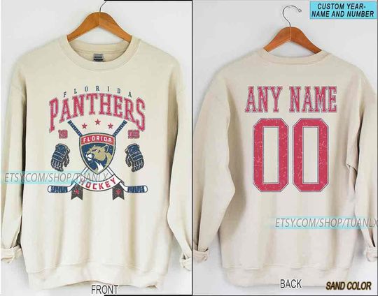 Personalized Florida Hockey Sweatshirt, Florida Panthers crewneck, Florida Hockey shirt, Custom Hockey Shirt, Hockey Number Shirt