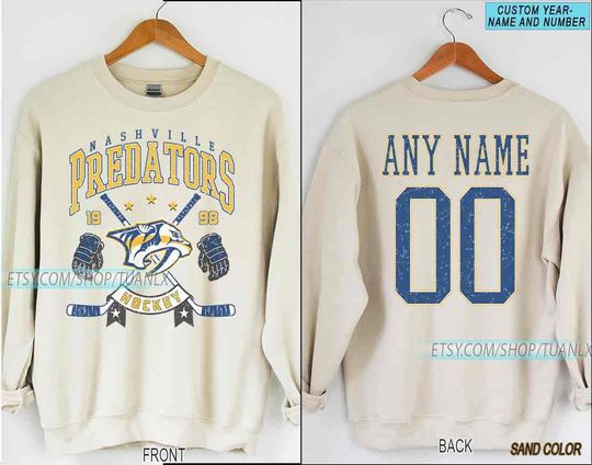 Personalized Nashville Hockey Sweatshirt, Nashville Predators crewneck, Nashville Hockey shirt, Custom Hockey Shirt, Hockey Number Shirt