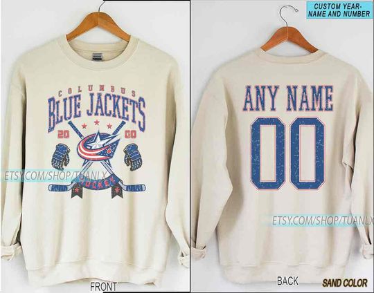 Personalized Columbus Hockey Sweatshirt, Columbus Blue Jackets crewneck, Columbus Hockey shirt, Custom Hockey Shirt, Hockey Number Shirt