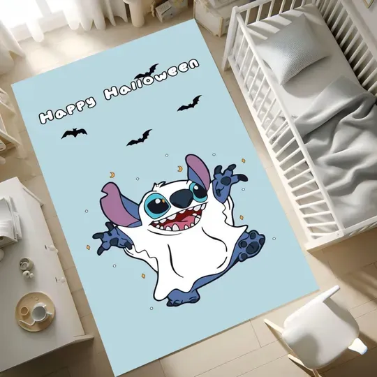 Halloween Stitch Rug For Kids Room, Cute Ghost Cartoon Play Rug, Happy Halloween Gift Rug, Gift for Halloween
