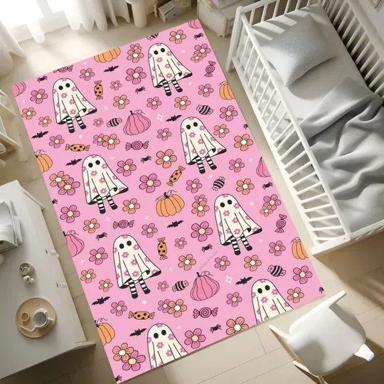 Halloween Ghost Rug for Kids Room, Cute Spooky Rug, Gift Rug for Halloween