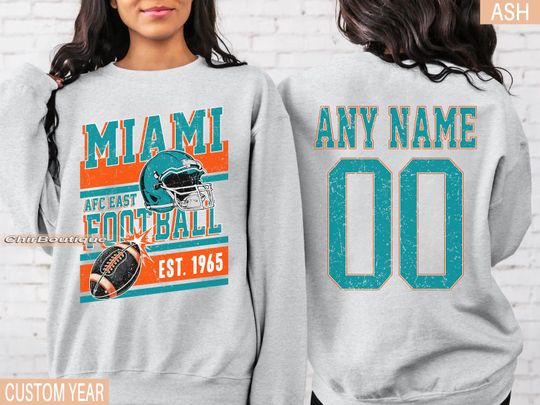Personalized Miami  Football Sweatshirt,Miami  football crewneck, Miami  football shirt, Custom Football Player,  football Tee
