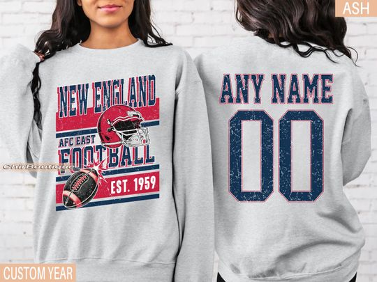 Personalized New England Football Sweatshirt,New England football crewneck, New England football shirt, Custom Football Player, football Tee