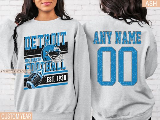 Personalized Detroit Football Sweatshirt, Detroit football crewneck, Detroit football shirt, Custom Football Player,  football Tee