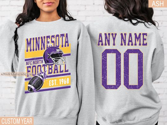 Personalized Minnesota Football Sweatshirt,Minnesota football crewneck, Minnesota football shirt, Custom Football Player,  football Tee