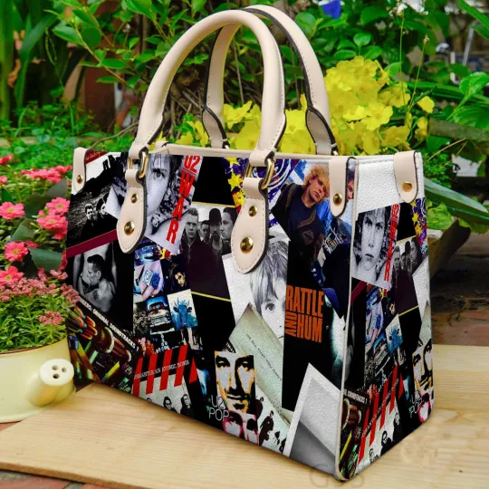 U2 Lover 1 Women Leather Hand Bag-Luxury Women PU Leather Handbag, Gift for Fan
