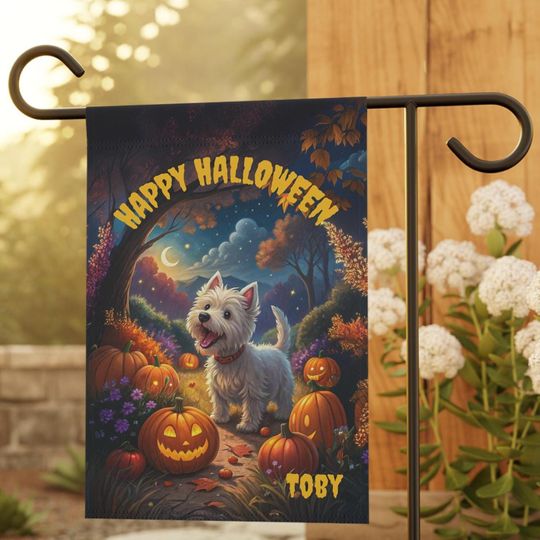 Discover PERSONALIZED Westie Halloween Garden Flag, Pet Halloween Flag, Westie Yard Decor, Westie Lawn Flag, Halloween Lawn Flag, Fall Flag