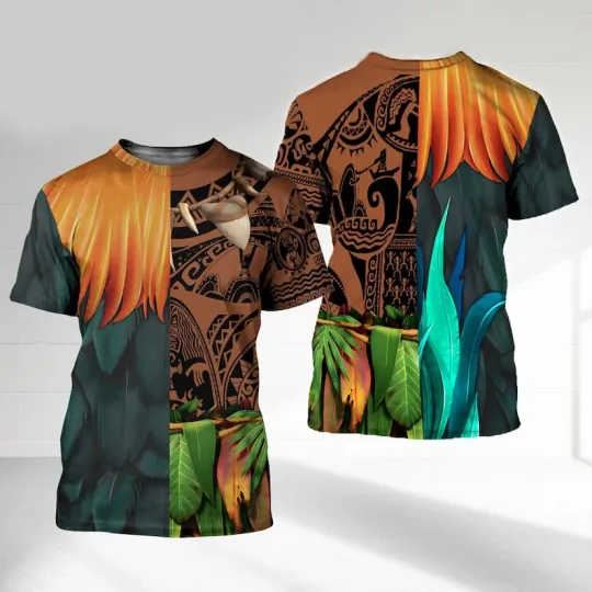 Maui And Hei Hei Costume Combination Moana Characters Tshirt 3D