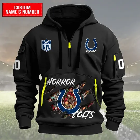 Colts Halloween Horror Collection Personalize Quarter Zip Hoodie