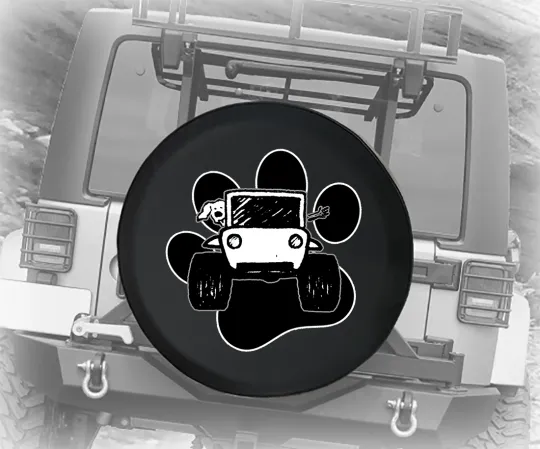 Spare Tire Cover with Dog and Paw Print for Adventure Vehicle Accessories