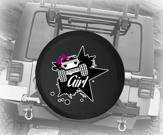 Girl Car Spare Tire Cover with Pink Bow and Star Design for Jeep JK