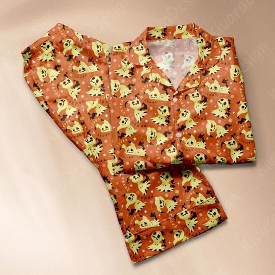 Mimikyu Pajamas Set Kawaii Celestial Loungewear, Soft Pastel Adult Pajamas Gift for Fans