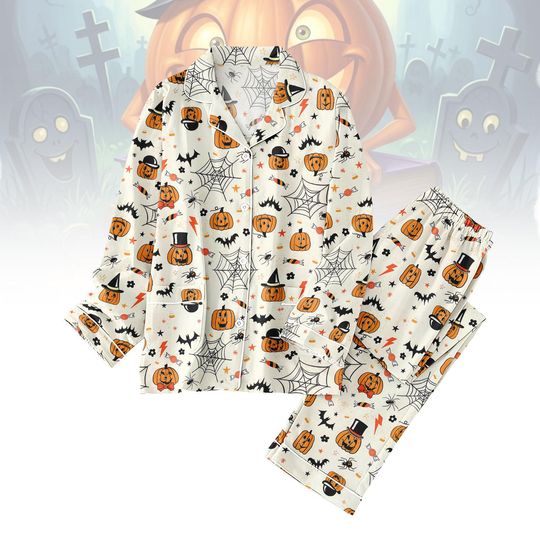 Discover Pumpkin Halloween Pajamas, Spooky Season Pajamas Set, Trick Or Treat Pajamas