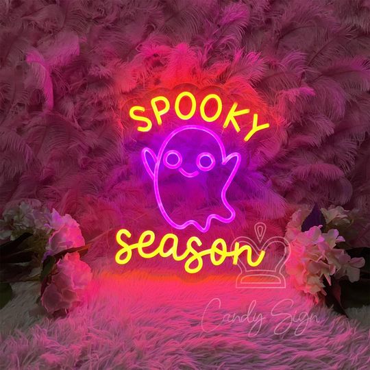 Spooky Season Neon Sign,Custom Halloween Led Light Sign,Cute Ghost Light Sign,Neon Bar Sign,Wall Decor,Halloween Party Decor,Halloween Gifts