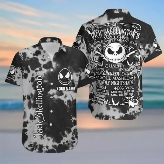 Personalized Jack Skellington Spooky Season Halloween Aloha Hawaiian Shirt