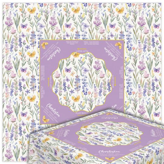 Mahjong Tablecloth Wildflower Butterfly Design, Lavender Girl Game Night Cover, Grandmillennial Mahjong Tablecloth, Mahjong Lover Gift, Mahj