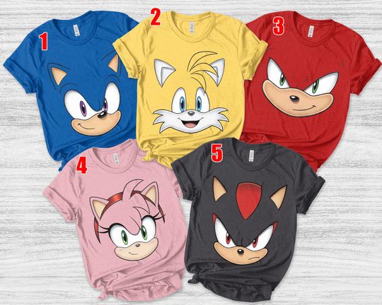 Sonic the Hedgehog Costume Shirt | Miles Tails Prower Amy Rose Costume Shirt | Matching Family Halloween Costume Shirt AXGP04