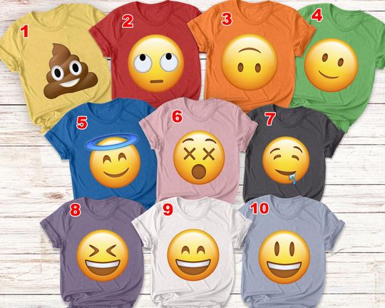 Emoji Icon Costume, Funny Halloween Group Matching Costume Ideas, Emotional Face Costume, Emoticon Group Of Friends Costume Shirts