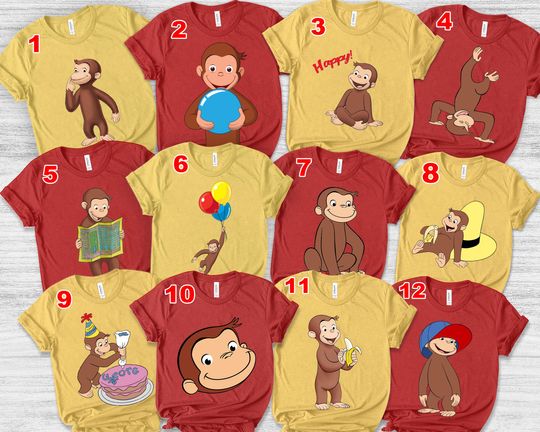 Curious George Birthday Shirt/Family Birthday Matching Shirt/Curious George Birthday Party Shirt/Custom Birthday Matching Shirt