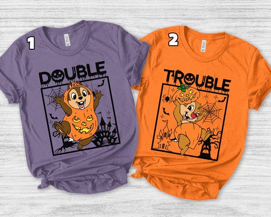 Chip n Dale Skeleton Double Trouble Disney Halloween shirt, Disney Skeleton shirt, Disney world Disneyland halloween party shirt