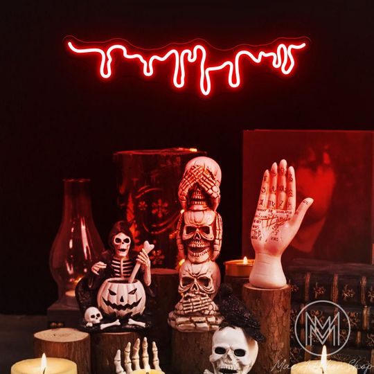 Blood Drip Neon Sign Gothic Neon Sign Halloween LED Decor Dripping Blood Sign Horror Movies Gift Scary Decor Dark Art Decor Spooky sign